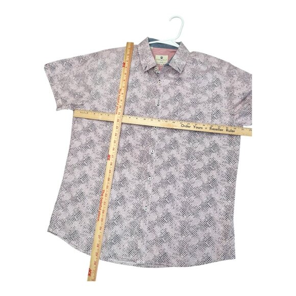 Steel & Jelly Men's Short Sleeve Button-Up Shirt Pink Geometric Pattern Size XL - Picture 9 of 9